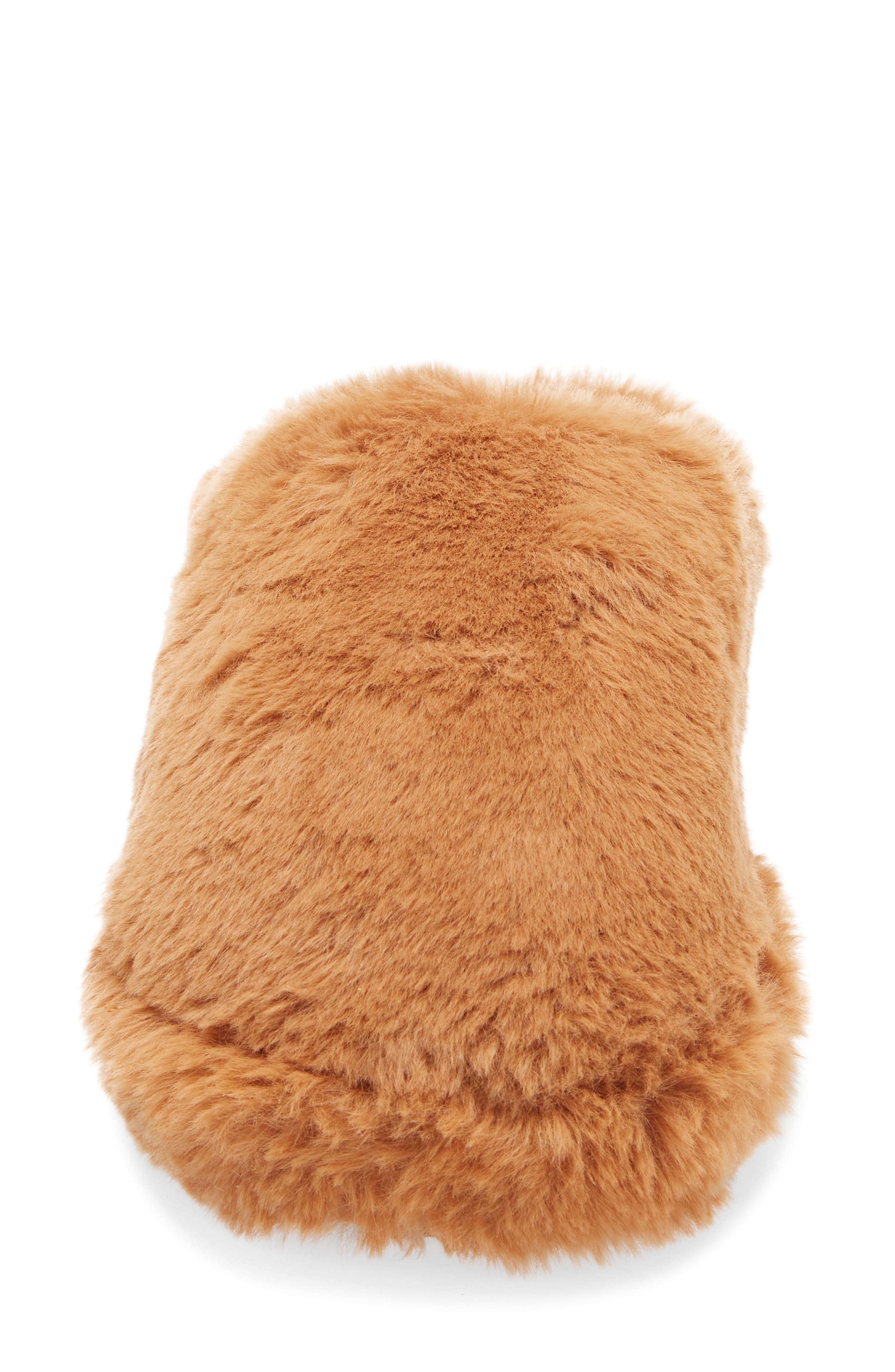 SKIMS Faux Fur Slipper, Alternate, color, Camel