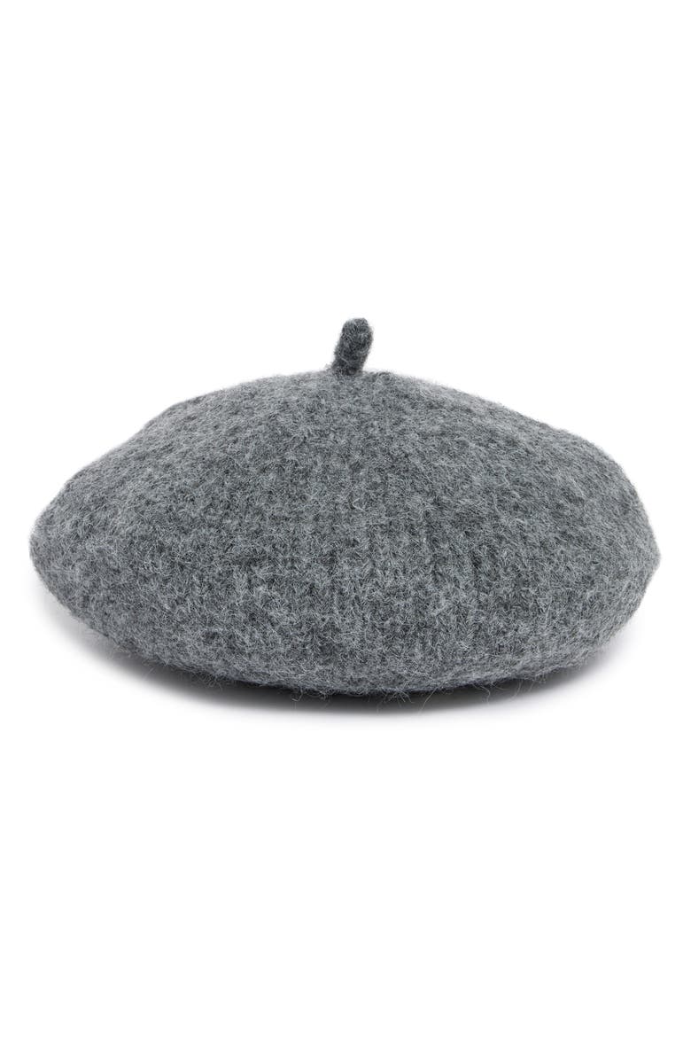 Steve Madden What the Fuzz Beret, Main, color, Grey