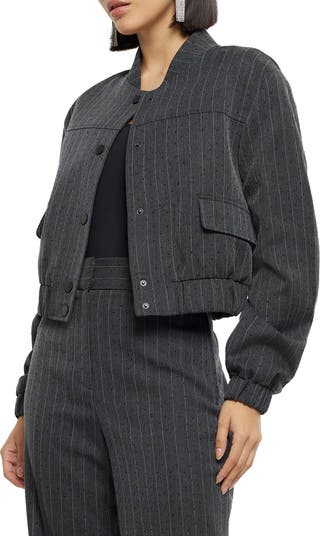 River Island Heat Seal Pinstripe Bomber Jacket | Nordstrom