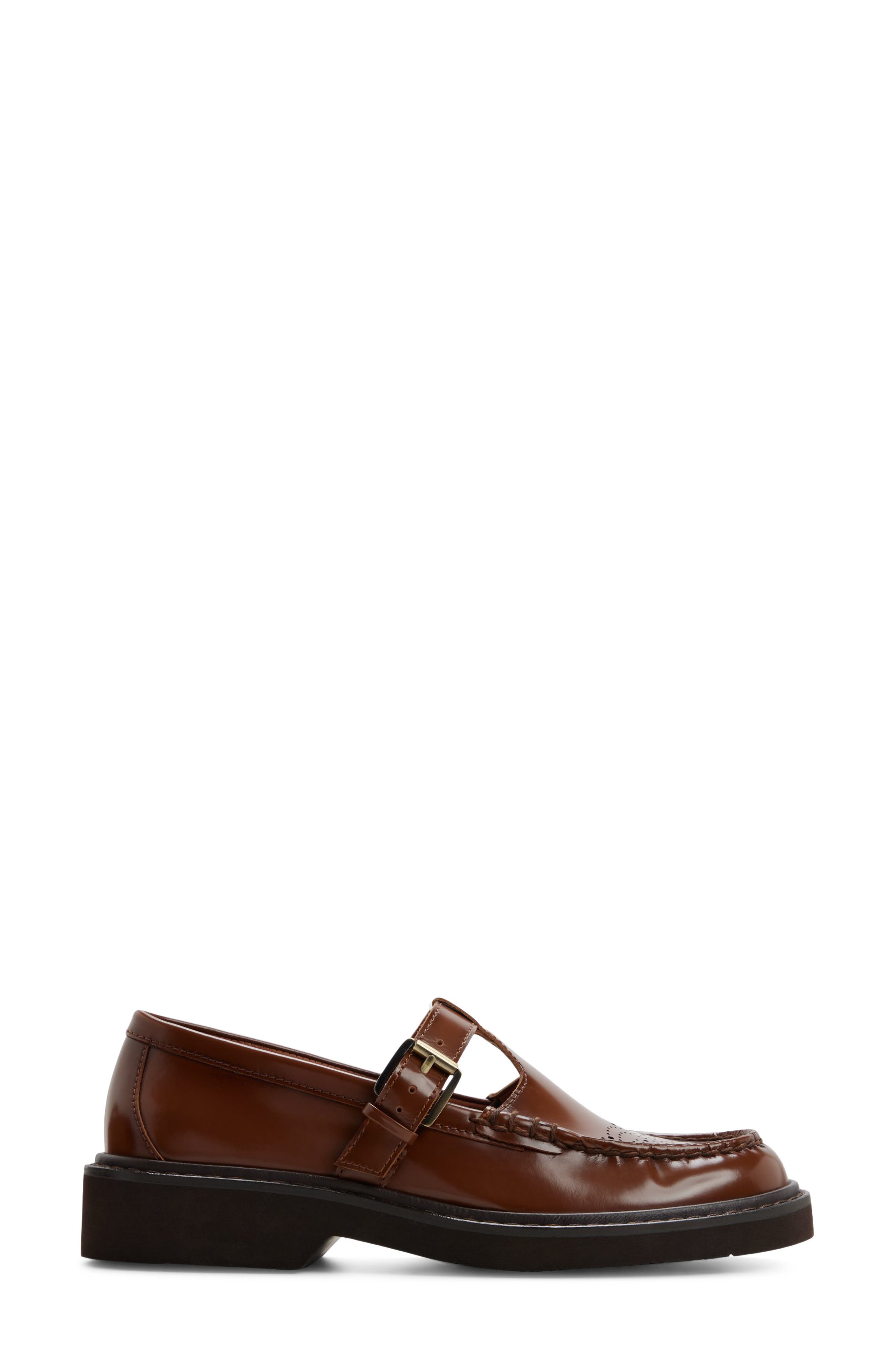 Romy Buckle T-Strap Loafer, Alternate, color, LIGHT BROWN