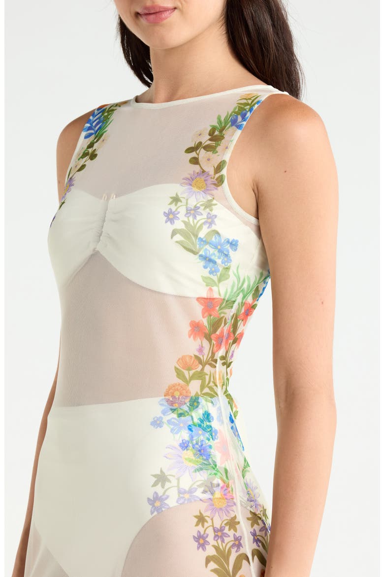 Shaylee Floral Cover-up Minidress, Alternate, color, IVORY/ MULTI