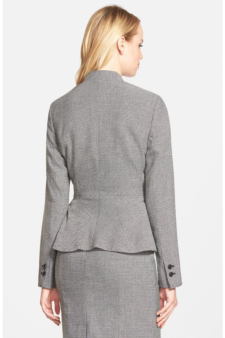 One-Button Peplum Jacket, Alternate, color, BLACK- CREAM PATTERN
