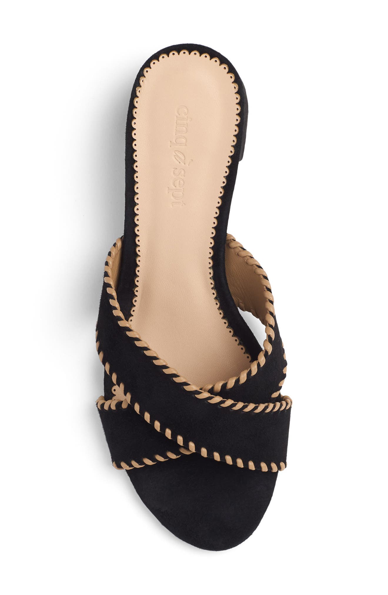 Amanda Crisscross Suede Slide Sandal, Alternate, color, BLACK/ BROWN SUGAR
