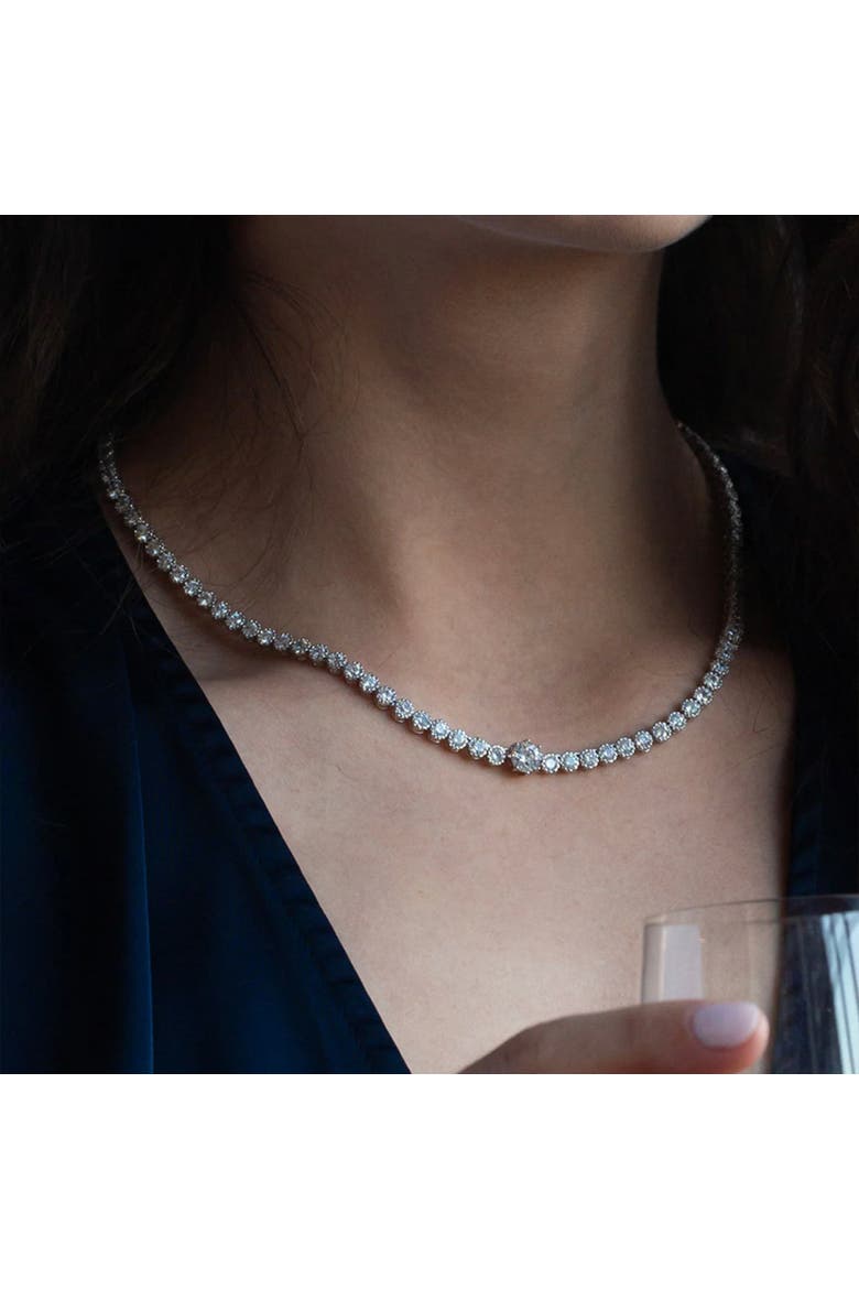 Celeste Tennis Necklace, Bracelet & Earring Set Dainty Jewelry, Alternate, color, Silver