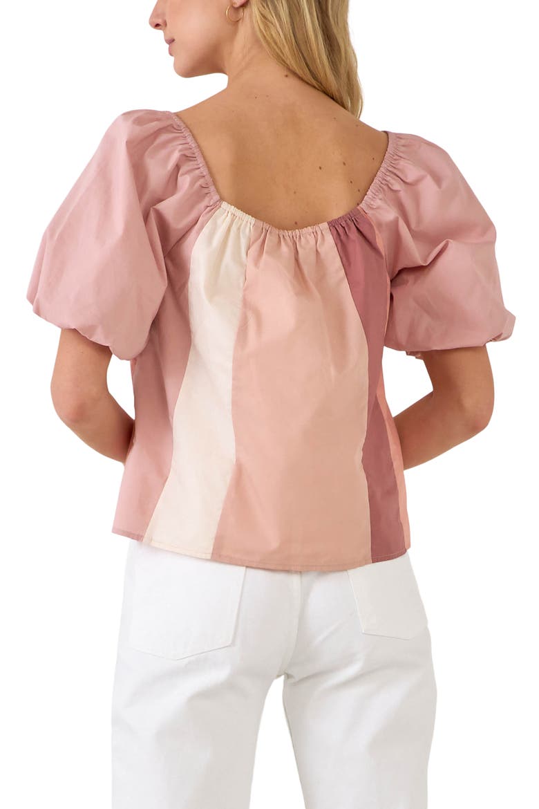 Puff Sleeve Colorblock Top, Alternate, color, MULTI
