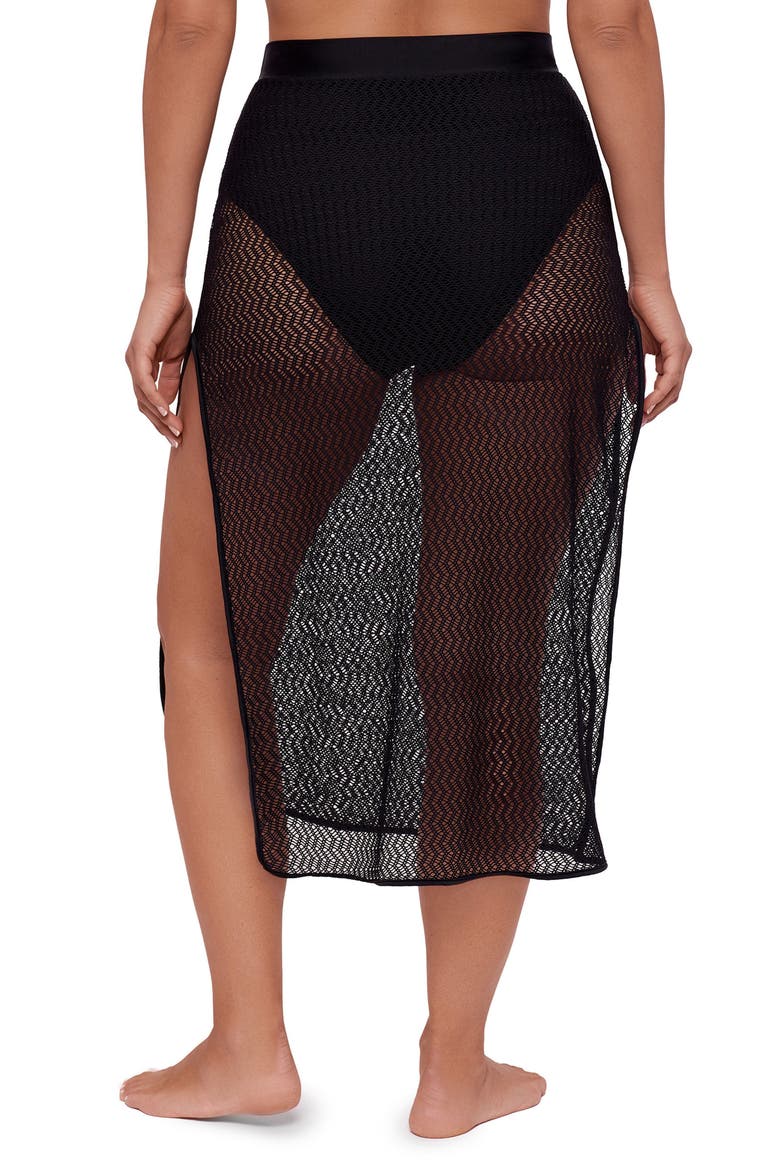 Side Slit Crochet Coverup Skirt, Alternate, color, Onyx Black