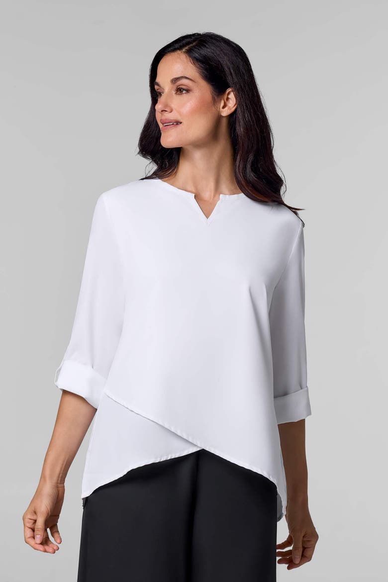 Women's Santa Barbara Tunic Top with Roll-Up Sleeves, UPF 50+ Sun Protection, Alternate, color, White