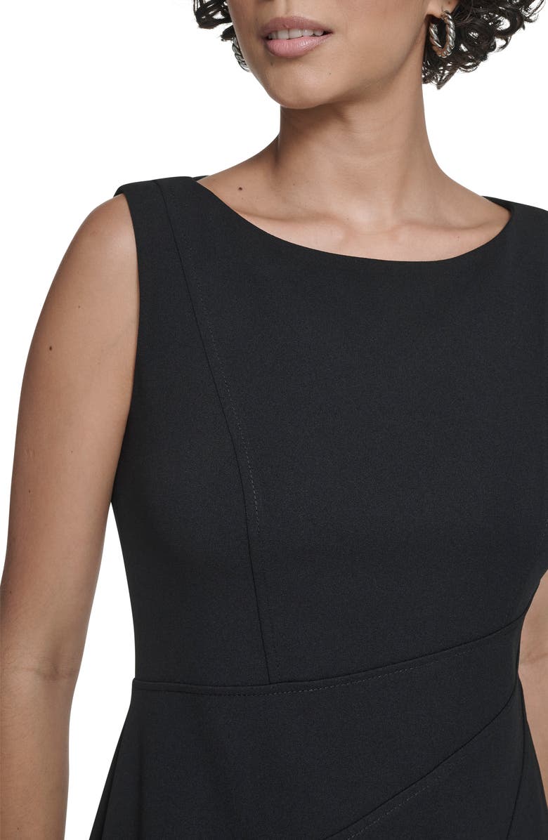 Calvin Klein Crepe Seam Midi A-Line Dress, Alternate, color, Black