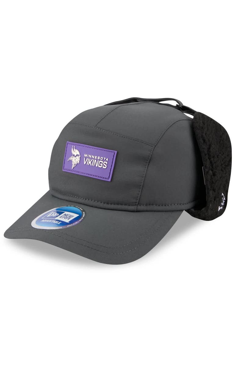 New Era Men's New Era Charcoal Minnesota Vikings 2025 Sideline Cold Weather Runner Dog Ear Adjustable Hat, Main, color, Charcoal