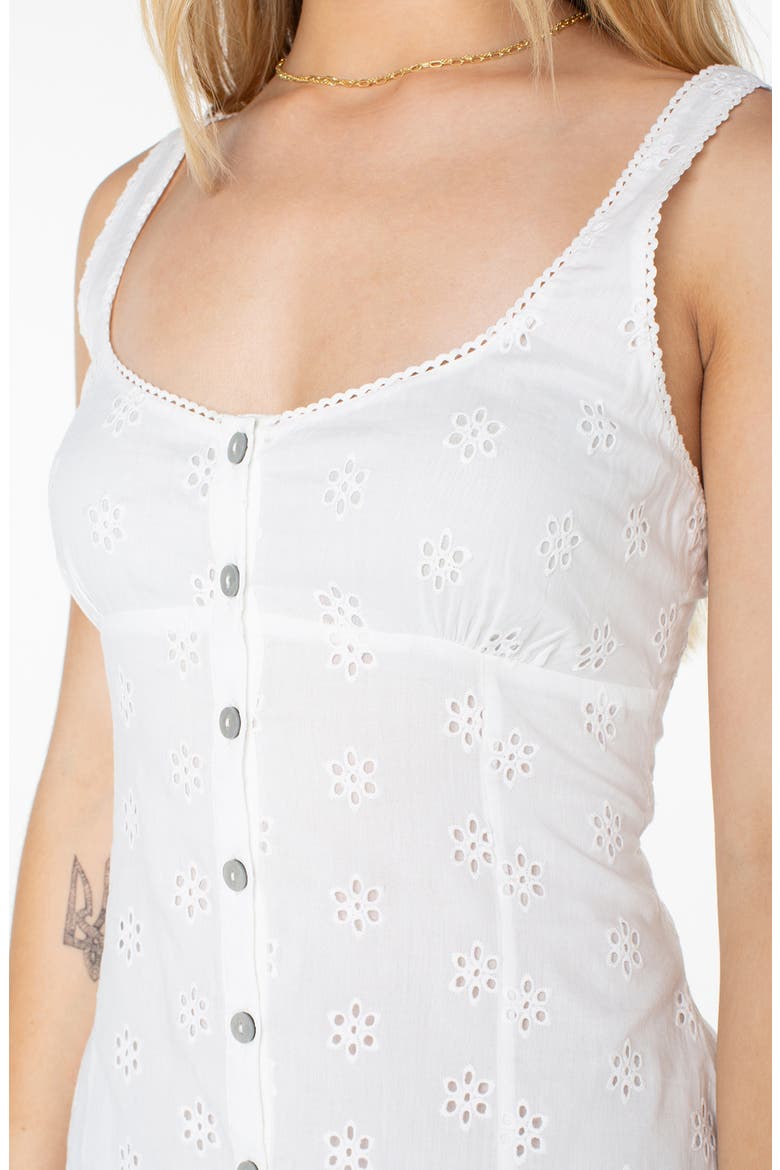 Kaia Eyelet Sleeveless Minidress, Alternate, color, SNOW WHITE SOLID