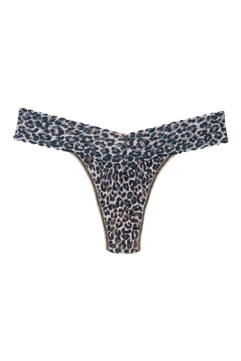Classic Leopard Original Rise Lace Thong, Alternate, color, BROWN/ BLACK