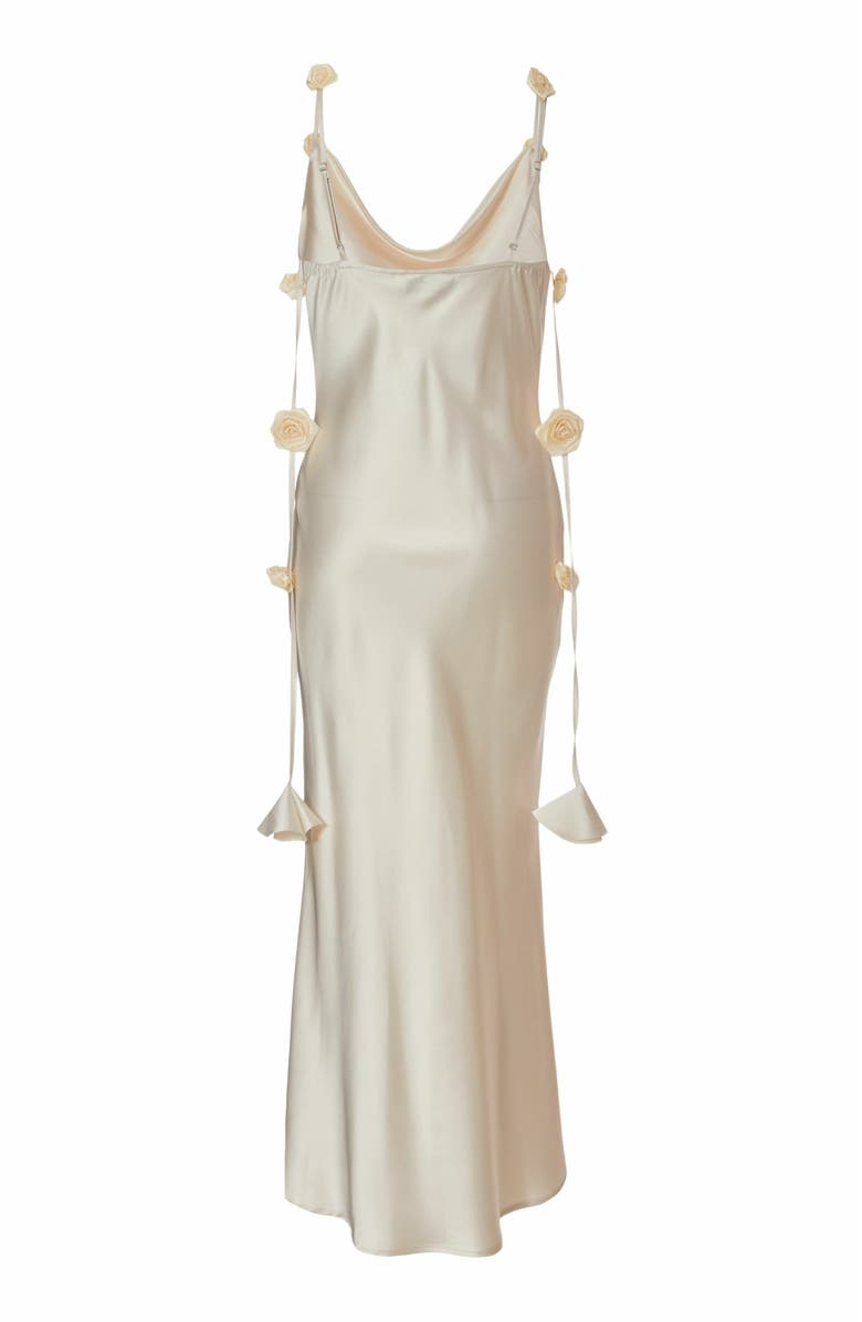 QUIZ Satin Cowl Neck Maxi Dress With Trailing Floral Trim, Alternate, color, 