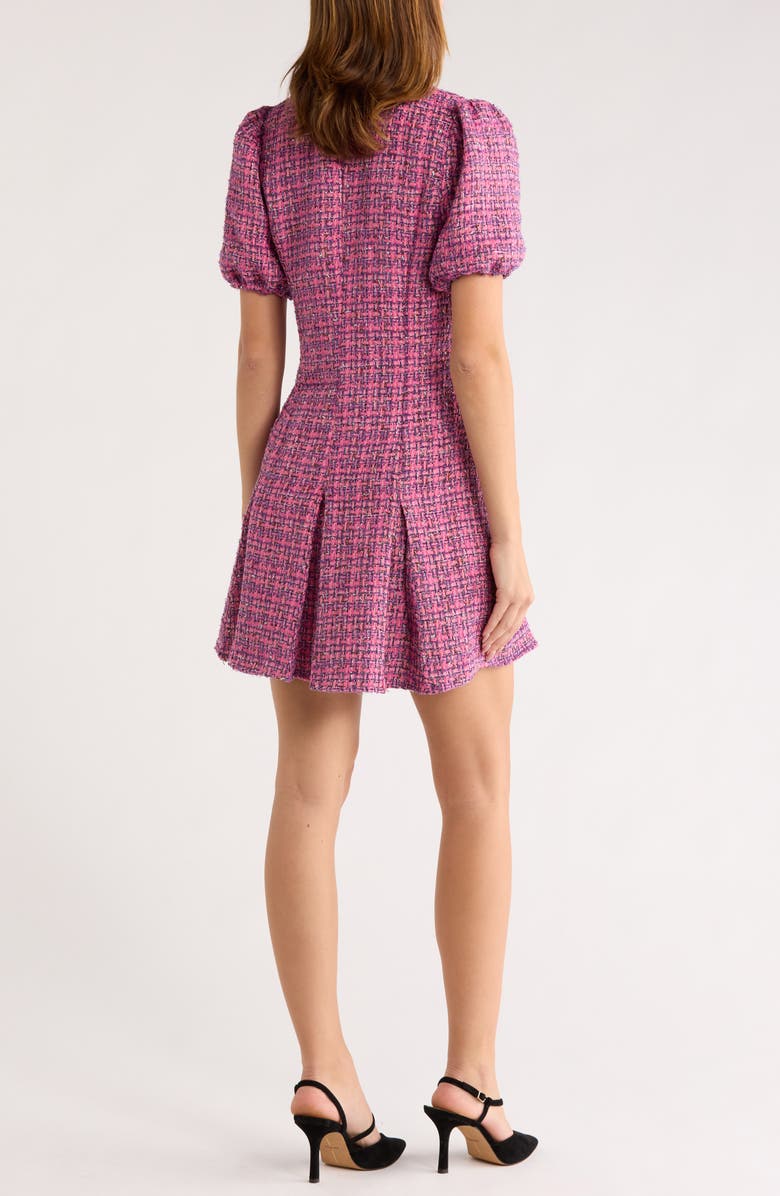 AREA STARS Clover Short Sleeve Tweed Minidress, Alternate, color, Pink Tweed