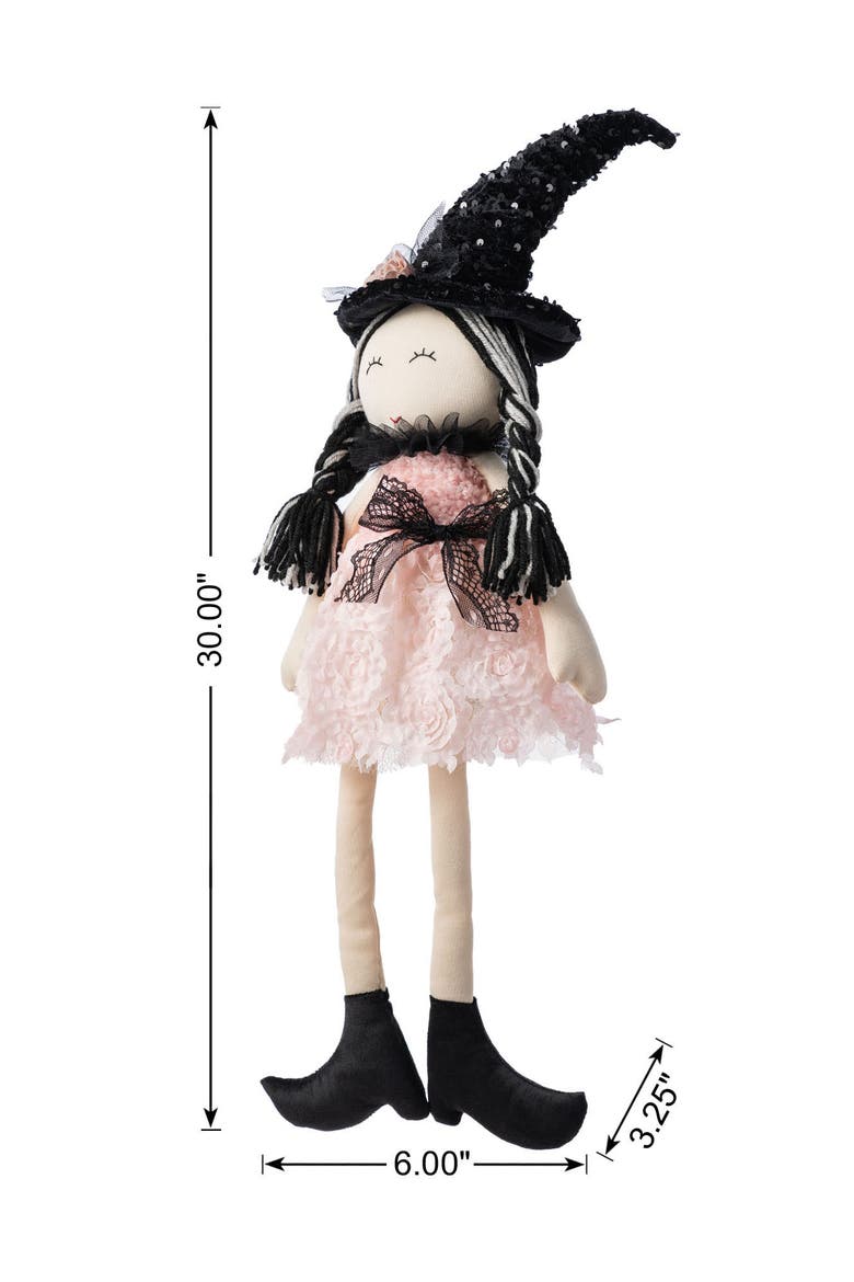Halloween Fabric Dressed Witch or Pumpkin Sitter, Alternate, color, Pink