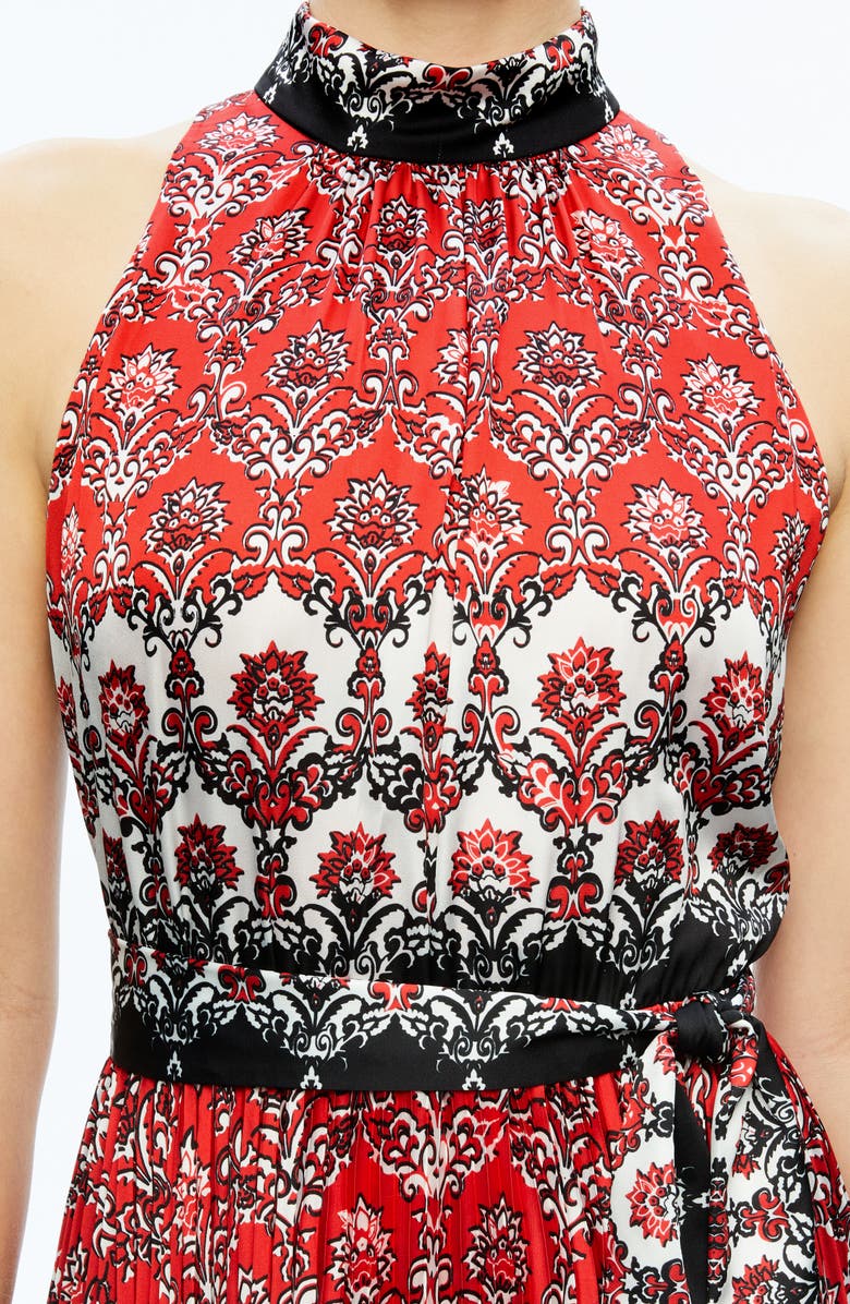 Alice + Olivia Mertie Print Tie Waist Sleeveless Maxi Dress, Alternate, color,