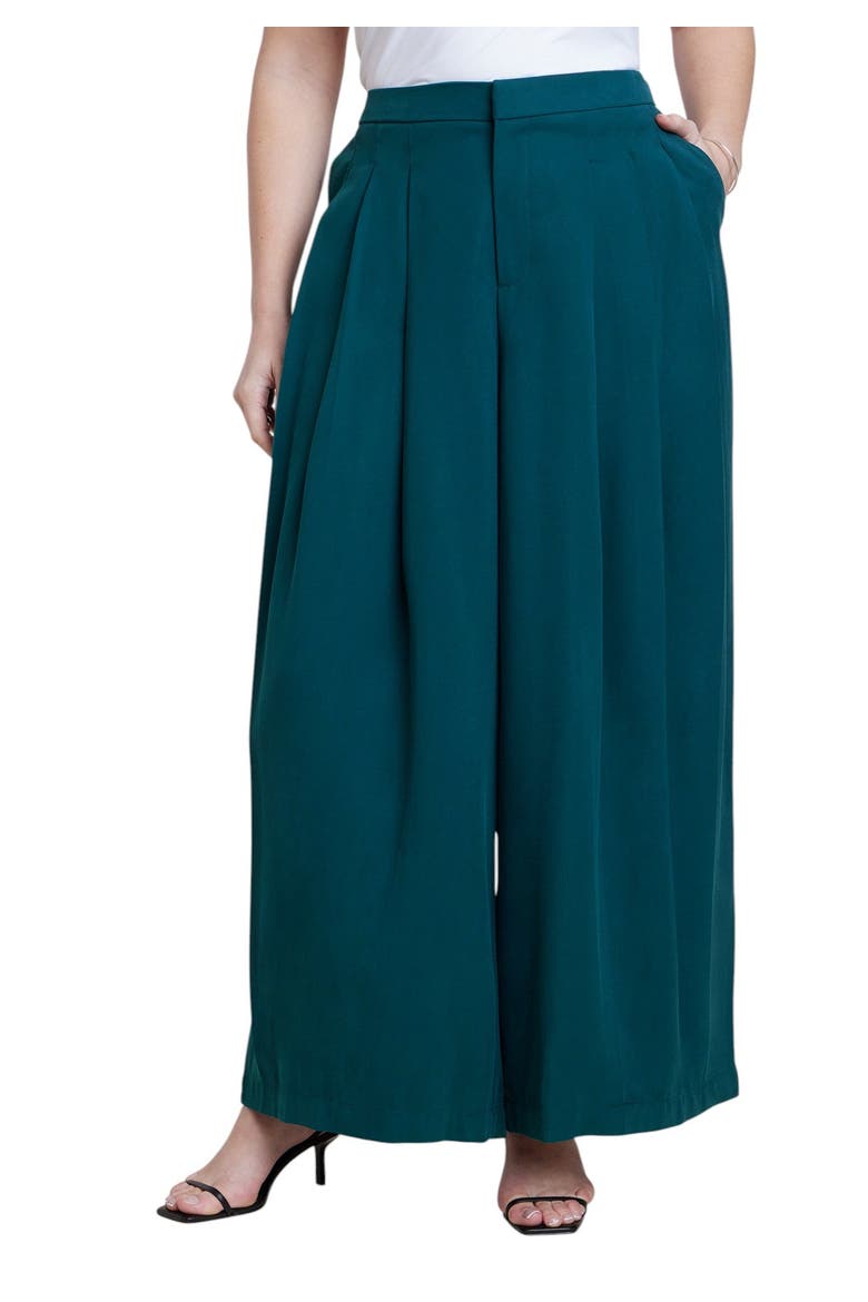 Pleated Wide Leg Trouser (plus), Main, color, DEEP TEAL