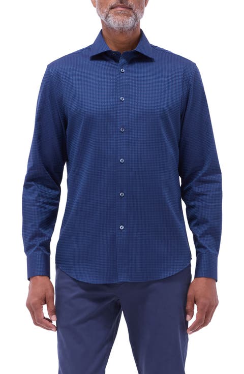Axel Shaped Fit Jacquard Button-Up Shirt