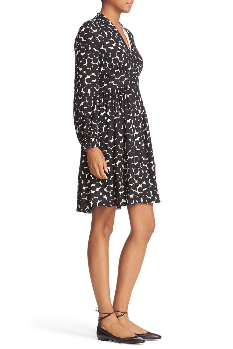 blot dot silk dress, Alternate, color, FRENCH CREAM/ BLACK