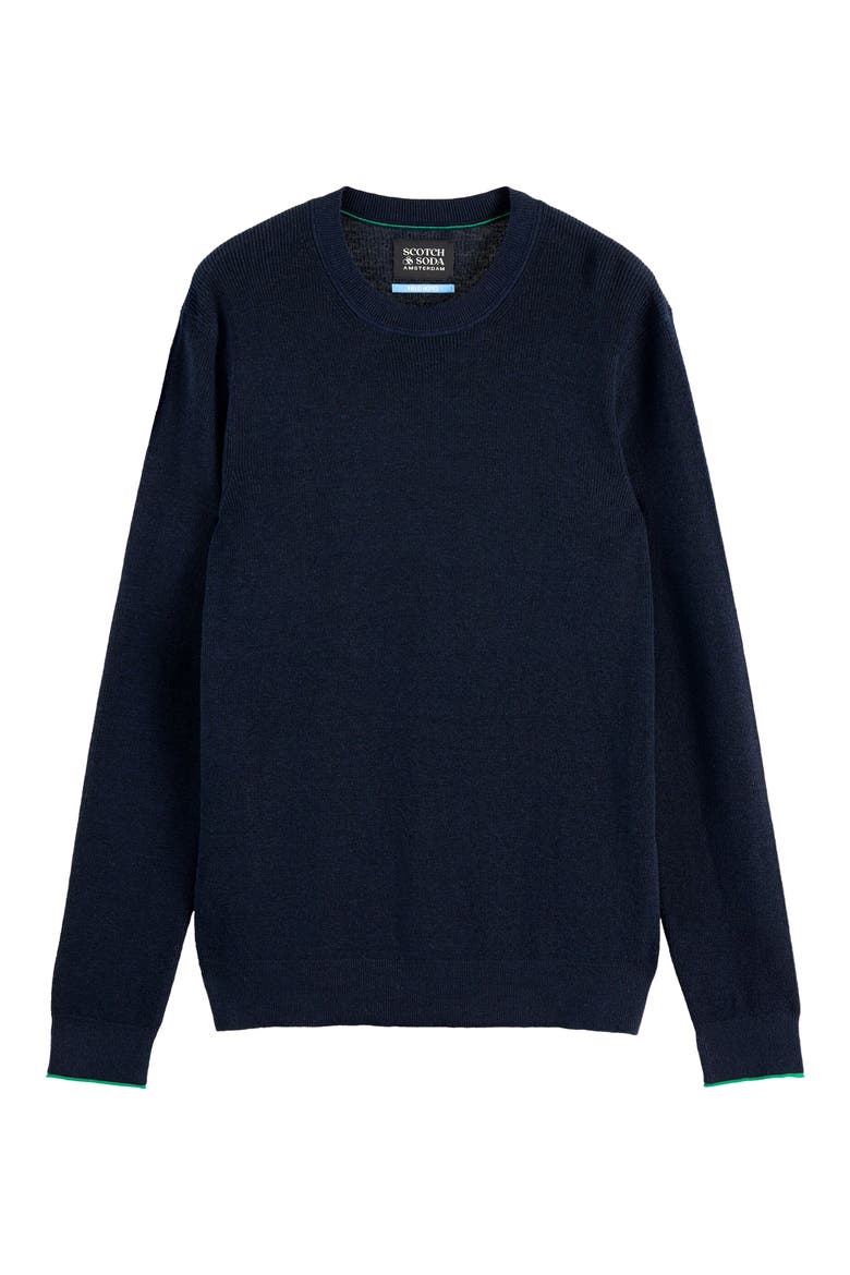 Linen & Cotton Sweater, Alternate, color, SKY CAPTAIN