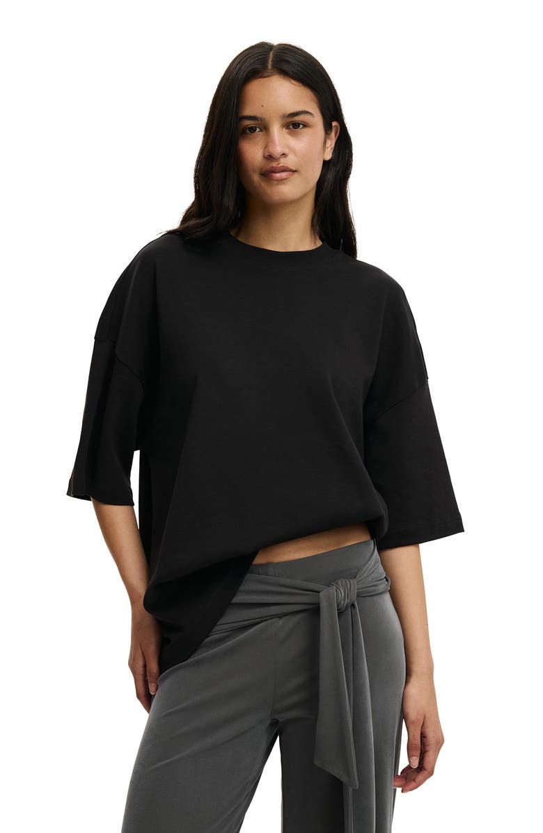 Cotton On Women
s The Oversized Crew Tee, Main, color, Black