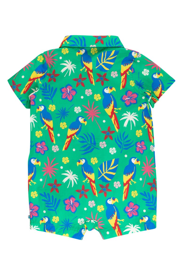 Baby Boys Woven Short Sleeve Button-Up Romper, Alternate, color, Parrot Palms