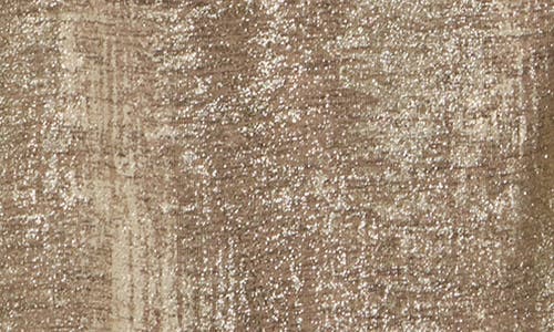 Connected Apparel Foil Jersey Draped Midi Dress In Brown
