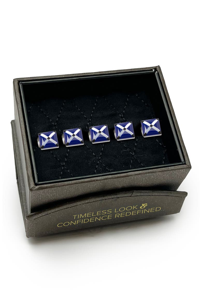 Men's Set of 5 Square Mother-of-Pearl Shirt Studs, Alternate, color, NAVY