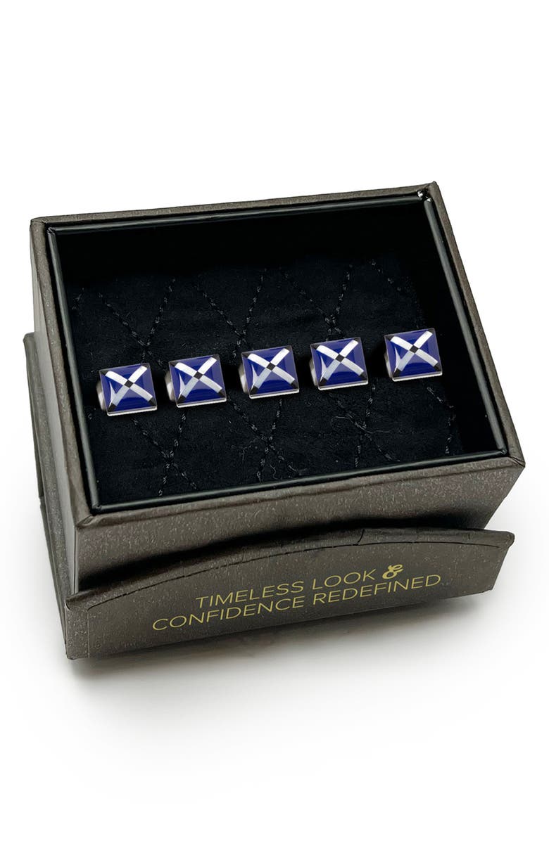 Cufflinks, Inc. Men's Set of 5 Square Mother-of-Pearl Shirt Studs, Alternate, color, Navy