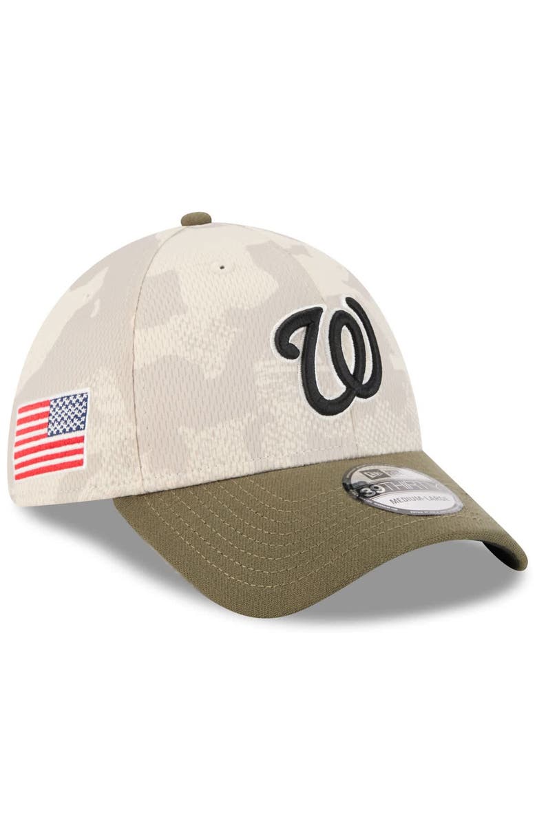 New Era Men's New Era Light Beige/Olive Washington Nationals 2025 Armed Forces Day 39THIRTY Flex Hat, Main, color, Light Beige
