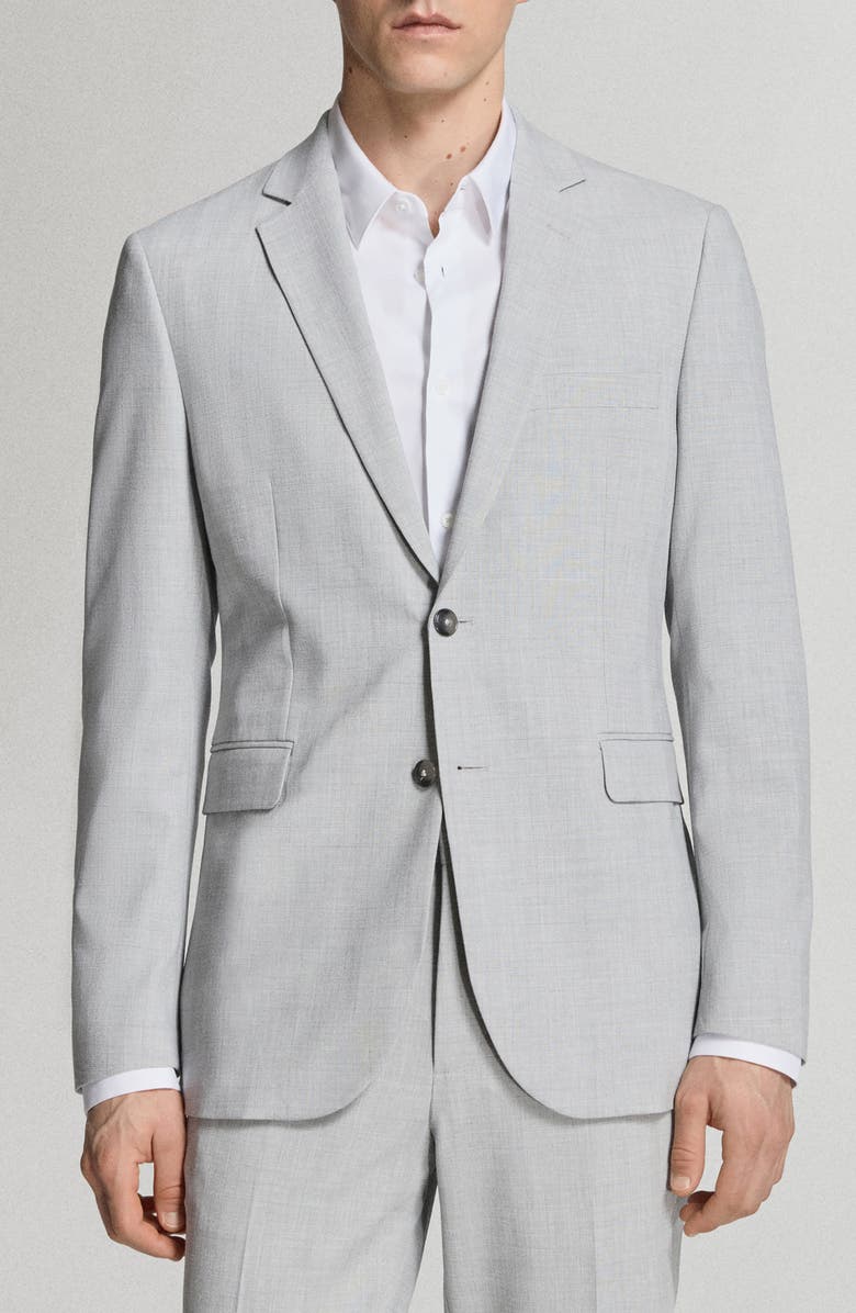 MANGO Superslim Fit Stretch Sport Coat, Main, color, Light Heather Grey