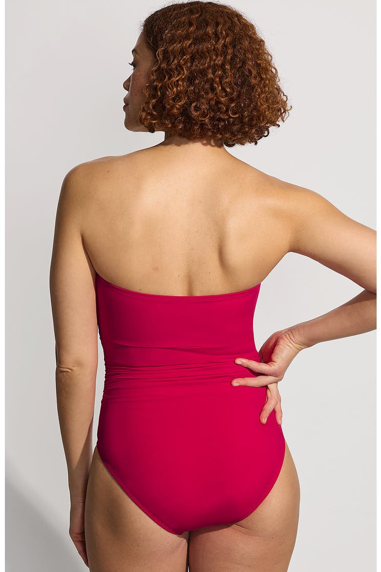 Slender Suit Multi-Way Bandeau High Leg One Piece Swimsuit, Alternate, color, Coral Ruby