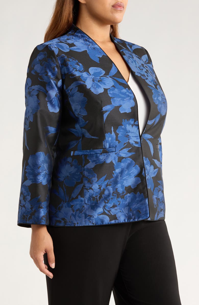 KASPER Floral Kissing Front Jacket, Alternate, color, Blue Night Multi