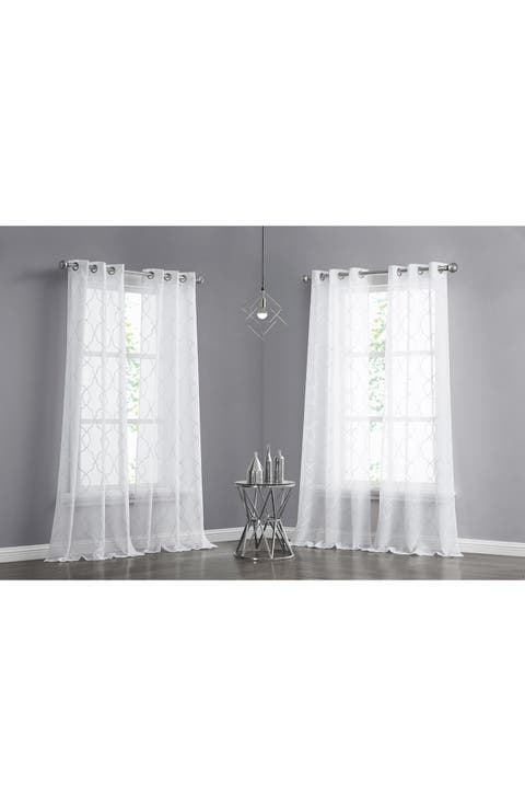 Set of 4 Print Sheer Curtain Panels