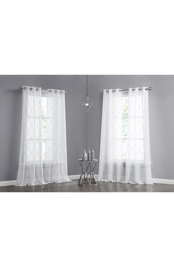 Dainty Home Set Of 4 Print Sheer Curtain Panels In White