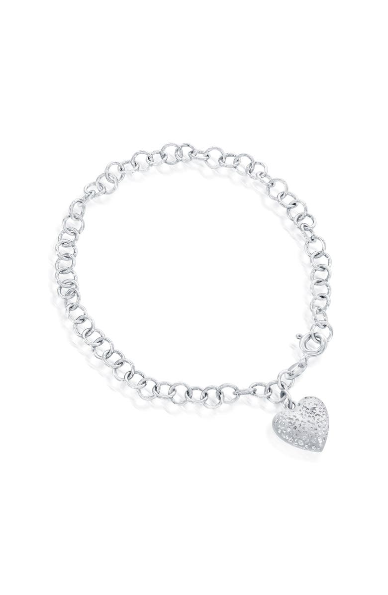 Donatello Gian Diamond Cut Heart Bracelet, Alternate, color, Silver