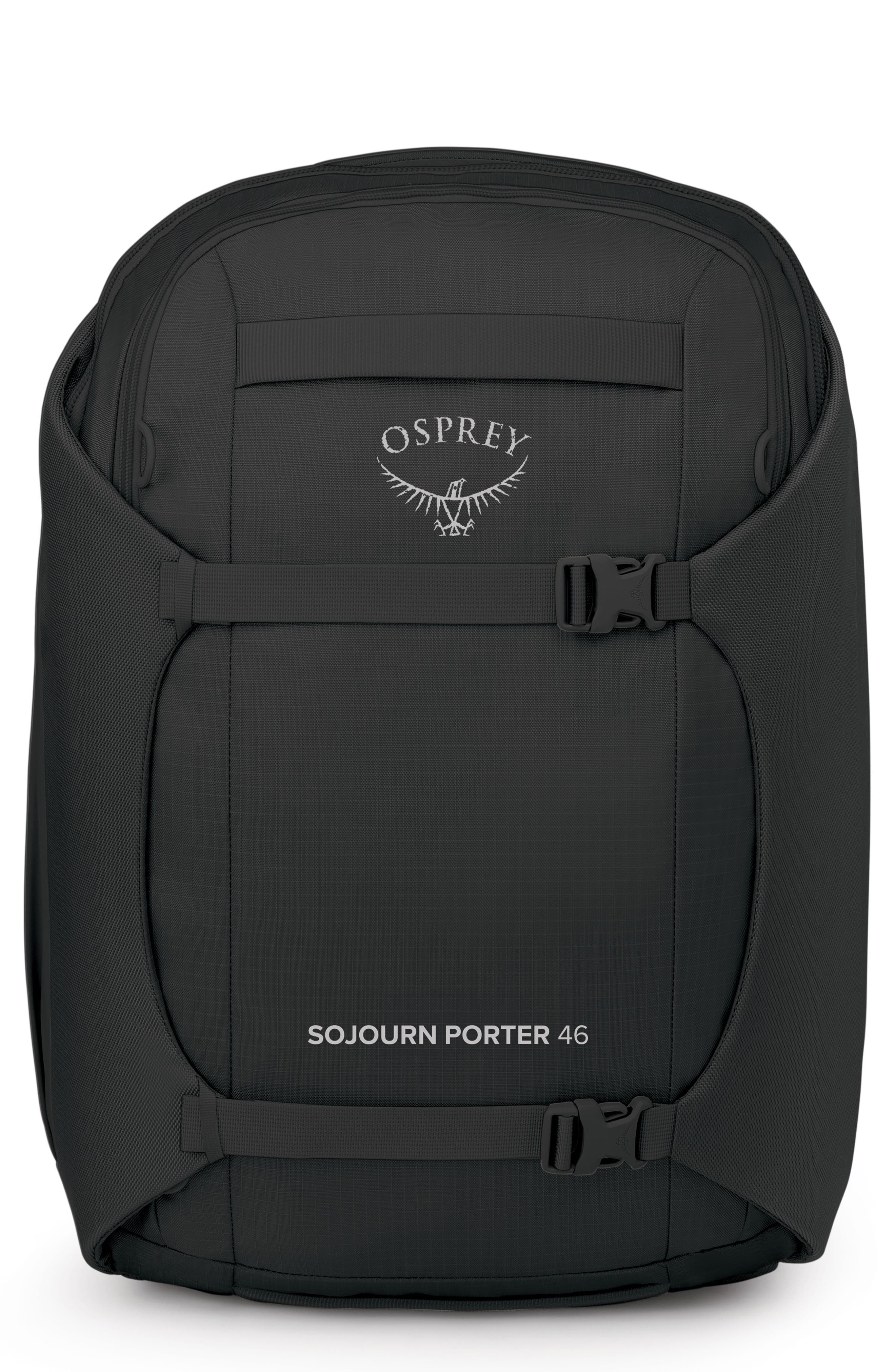 Osprey Sojourn Porter 46-Liter Recycled Nylon Travel Backpack, Main, color, Black