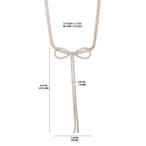 Bcbg Crystal Double Strand Bow Lariat Necklace In Gold