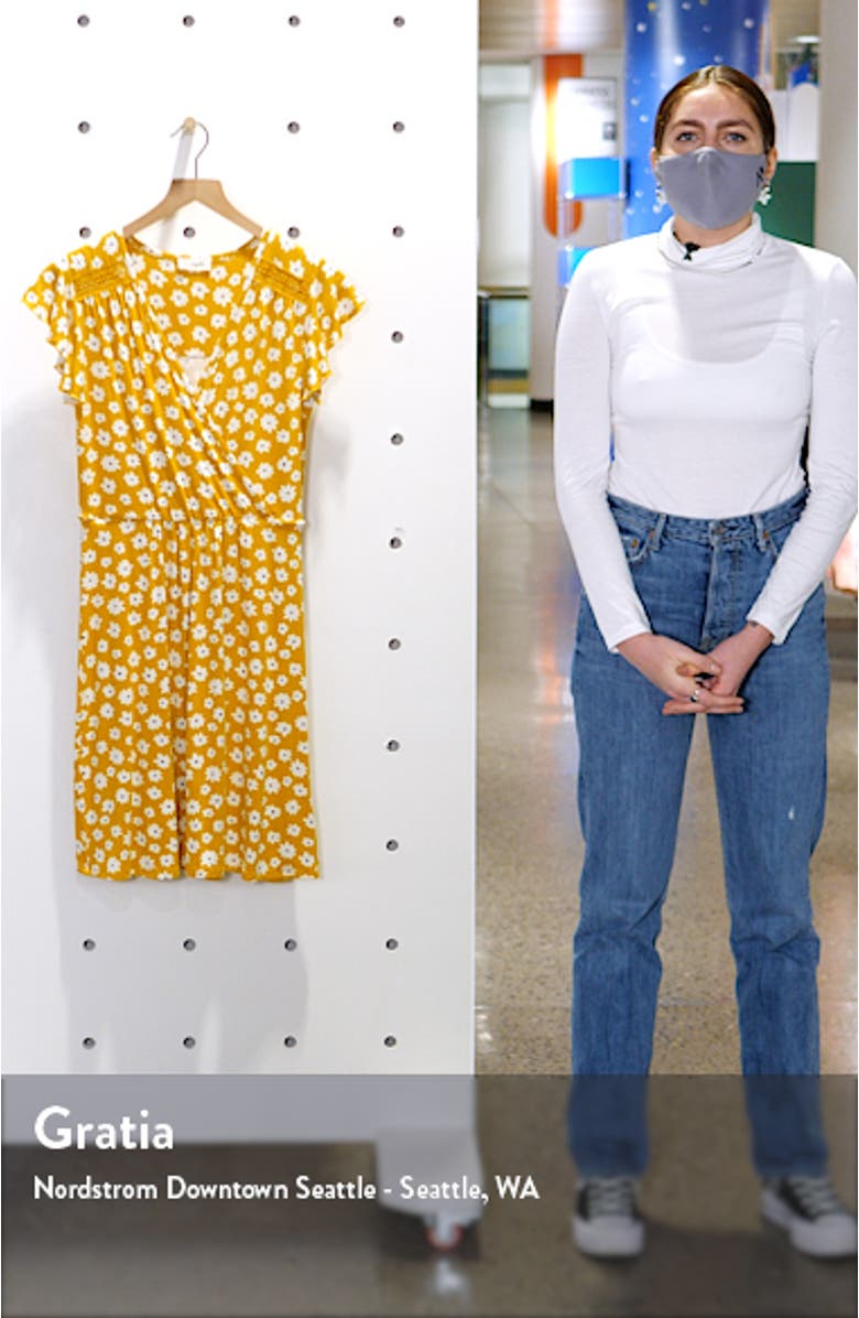 Floral Wrap Front Flutter Sleeve Dress, sales video thumbnail