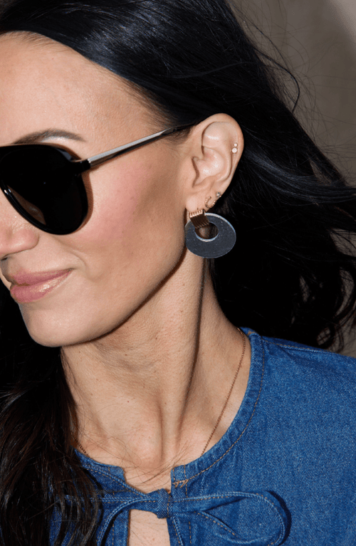 Nickel & Suede Vintage Evan Earrings