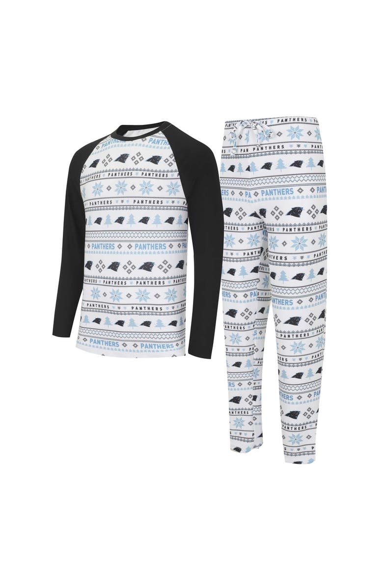 Men's Concepts Sport White/Black Carolina Panthers Tinsel Raglan Long Sleeve T-Shirt & Pants Sleep Set, Main, color, White