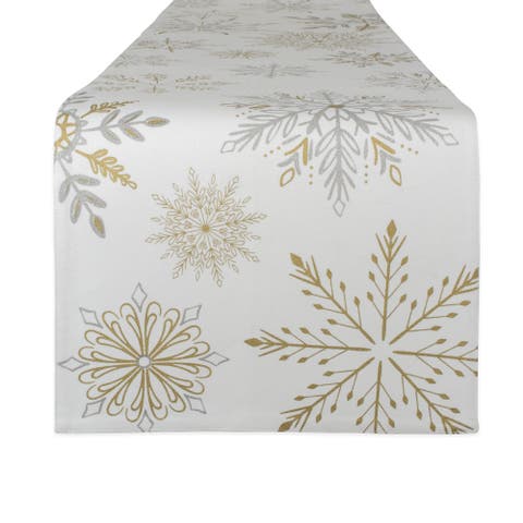 Snowflake Sparkle Printed Table Runner