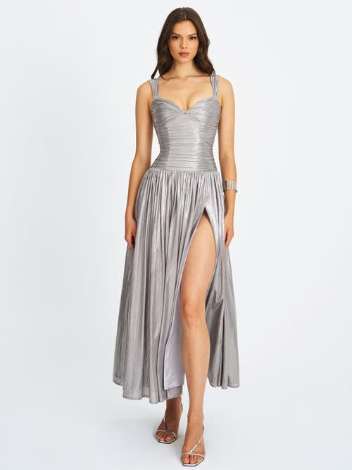 Miss Circle Palmer Glitter Drop Waist Maxi Dress In Brown