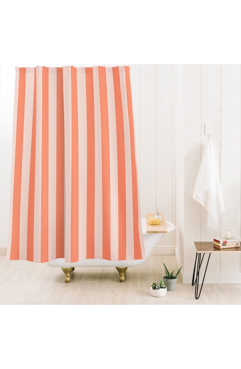 Deny Designs Baby Orange Stripe Shower Curtain, Alternate, color, Orange