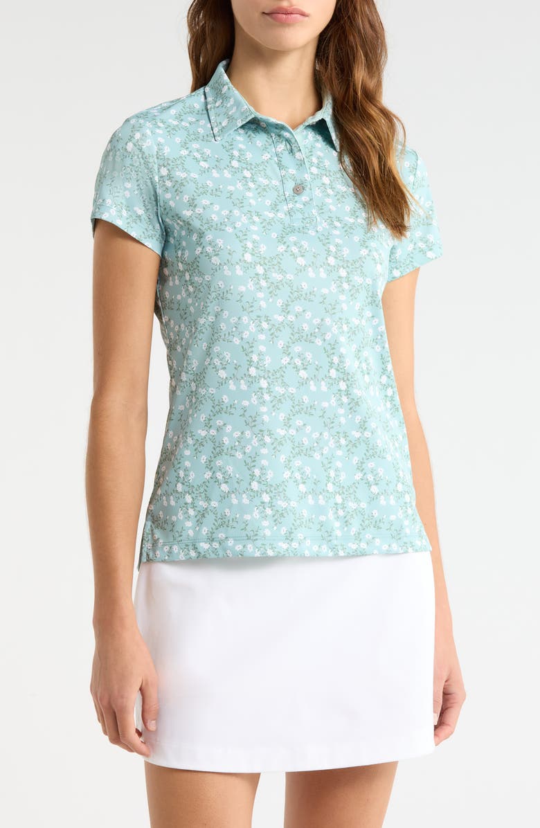 Swannies Georgia Print Golf Polo, Main, color, Surf