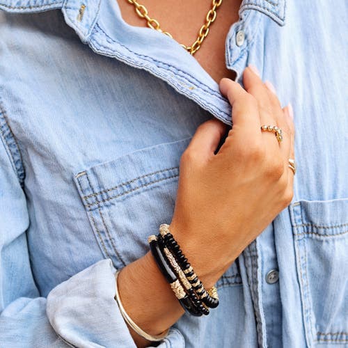 Bowood Lane Midnight Beach Stack In Black