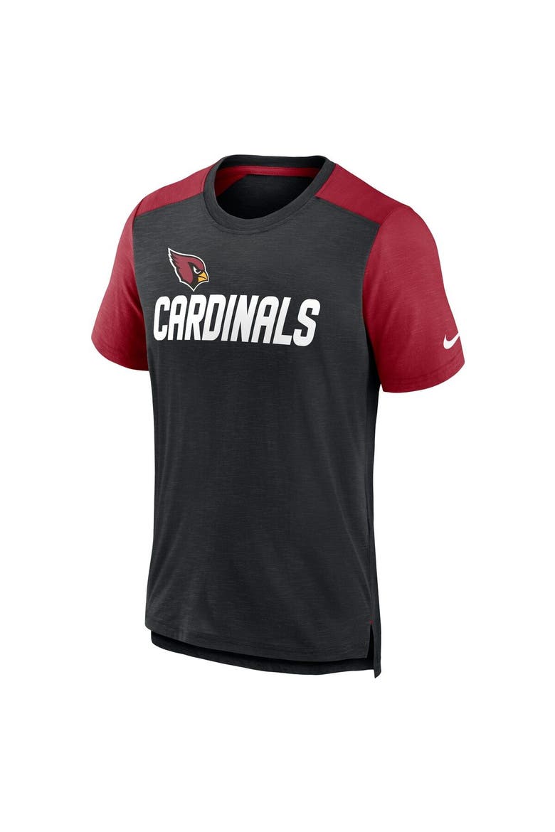 Men's Nike Heathered Black/Heathered Cardinal Arizona Cardinals Color Block Team Name T-Shirt, Alternate, color, Heather Black