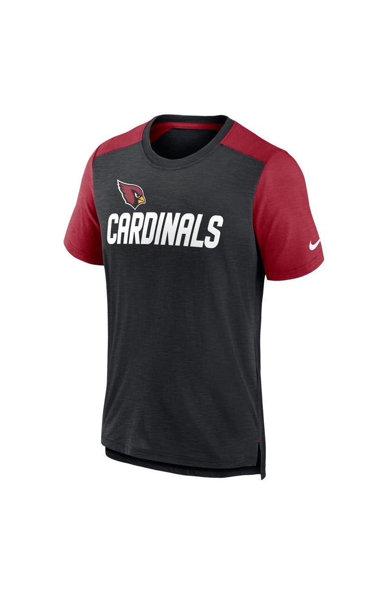 Nike Men's Nike Heathered Black/Heathered Cardinal Arizona Cardinals Color Block Team Name T-Shirt, Alternate, color, Heather Black