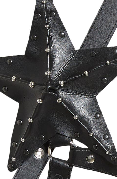 Studded Faux Leather Star Harness