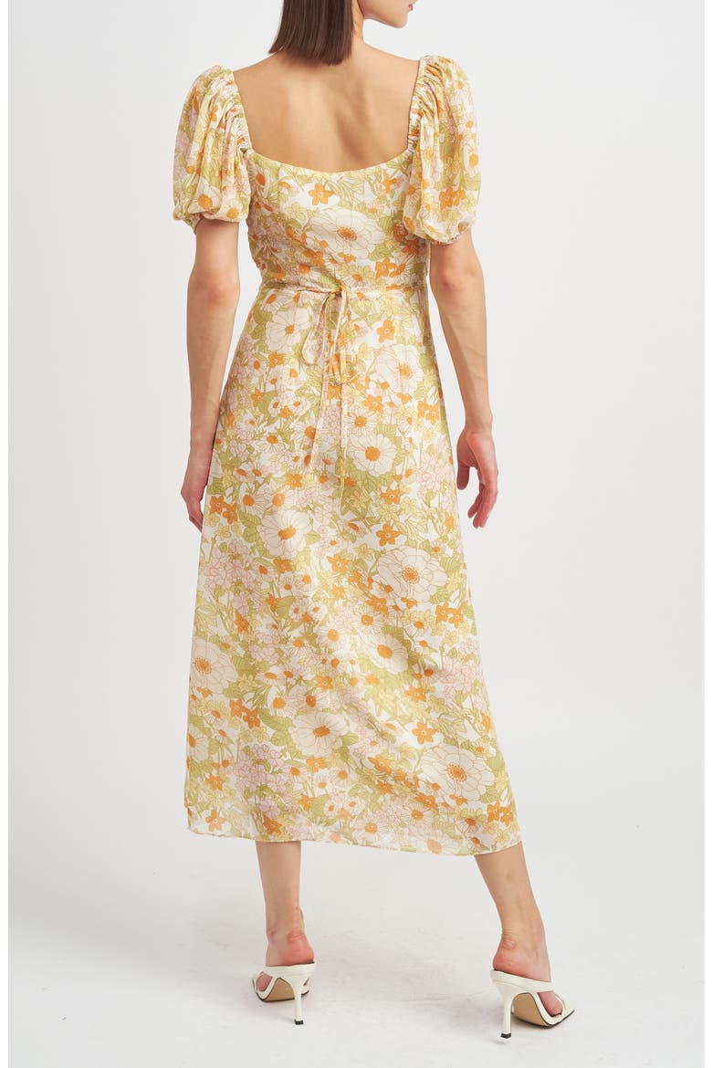 Annie Floral Midi Dress, Alternate, color, YELLOW MULTI