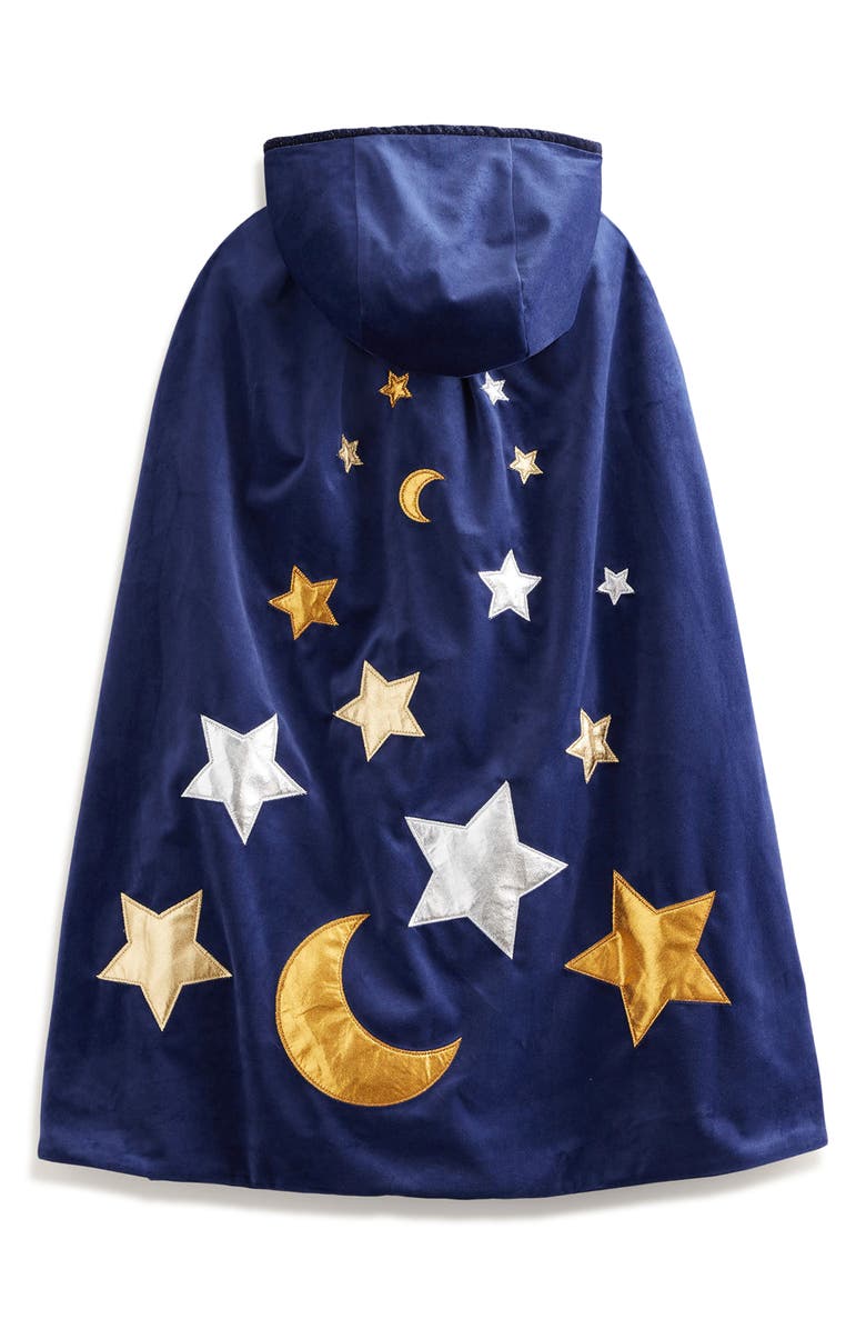 Mini Boden Kids' Embroidered Crescent Moon & Stars Velvet Cape, Alternate, color,